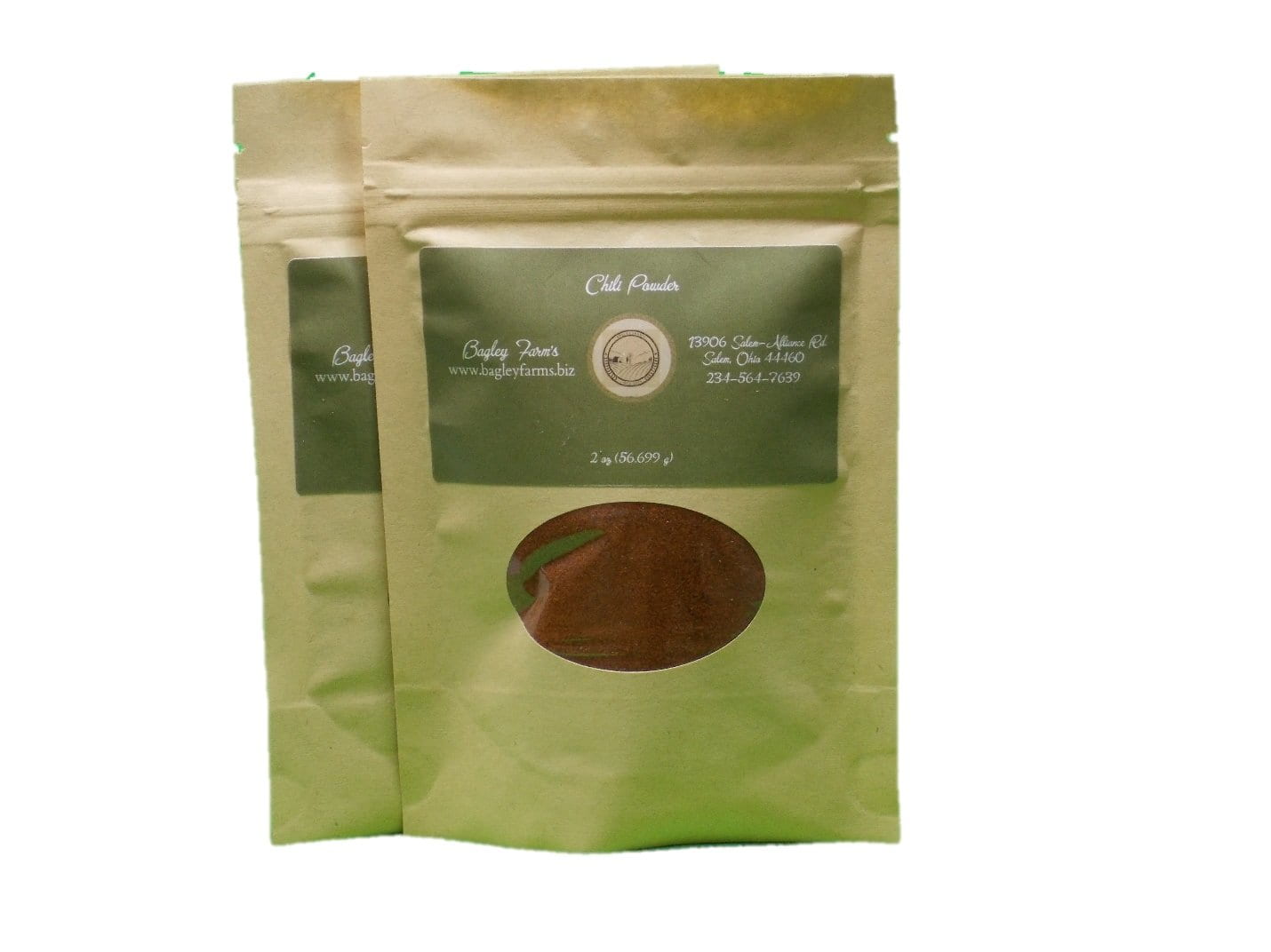Bagley Farm's Organic Chili Powder, Salt Free  2 oz  Certified Organic